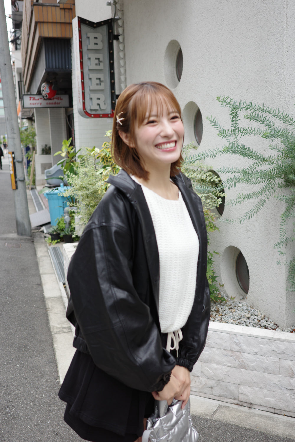 フェイクレザーオーバーサイズジャケット