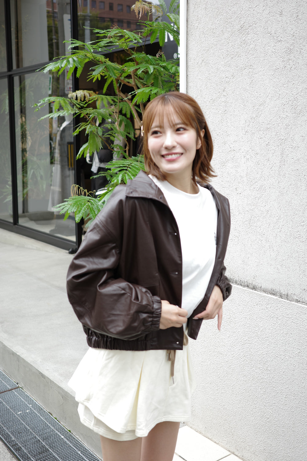 フェイクレザーオーバーサイズジャケット