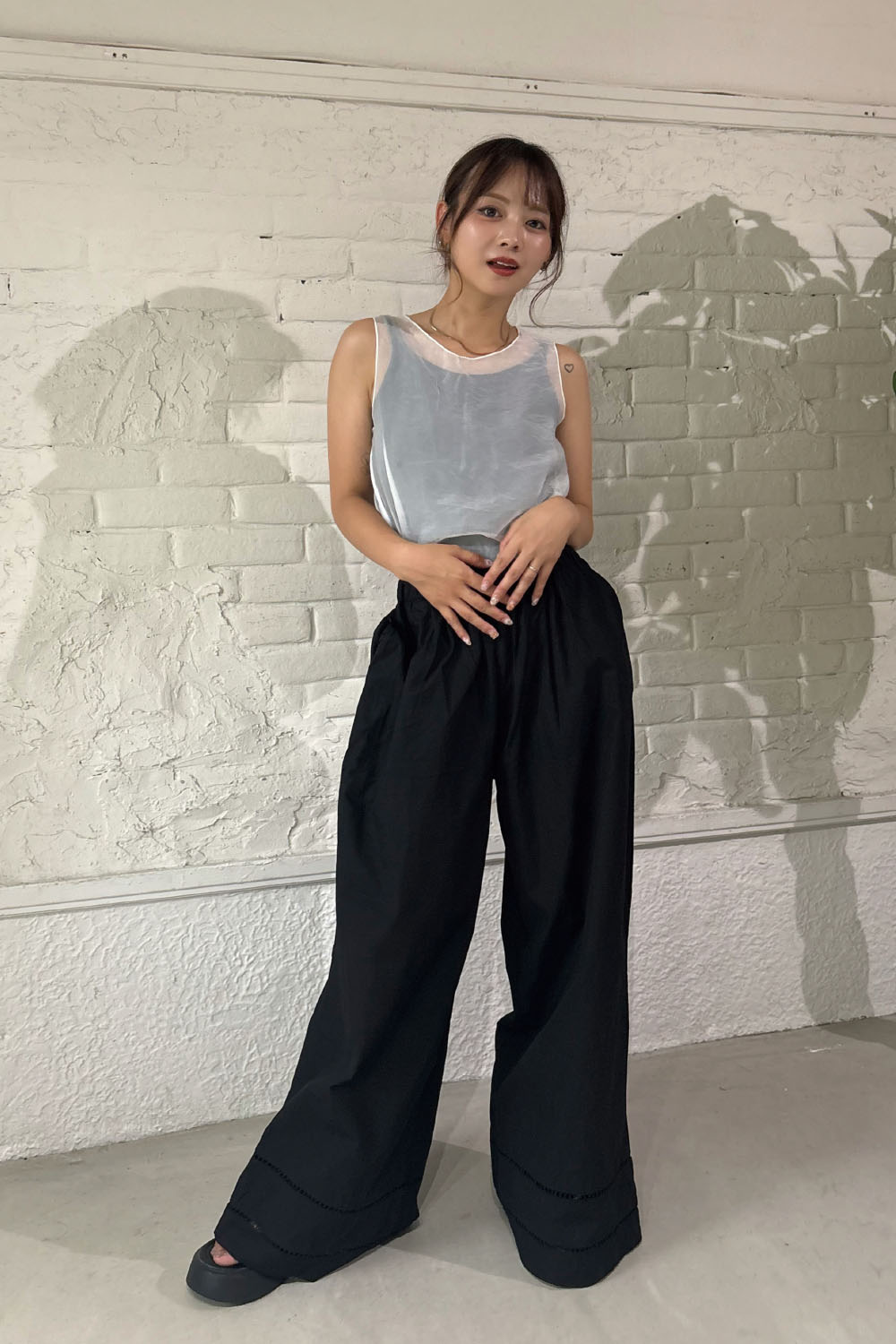 シアータンクトップレイヤードニットキャミSET