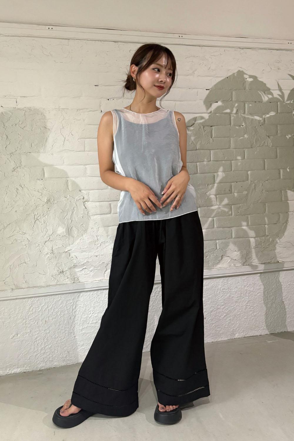 シアータンクトップレイヤードニットキャミSET