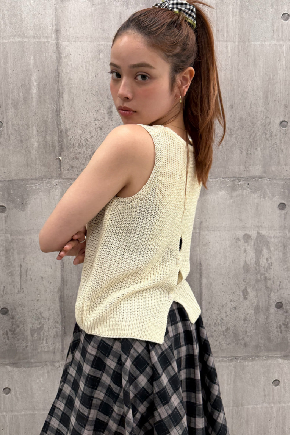 ノースリーブニットトップス