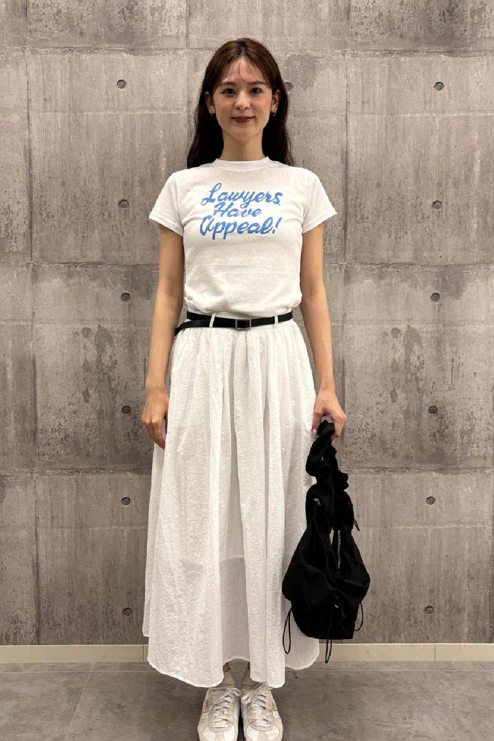 ベルト付きタックロングスカート