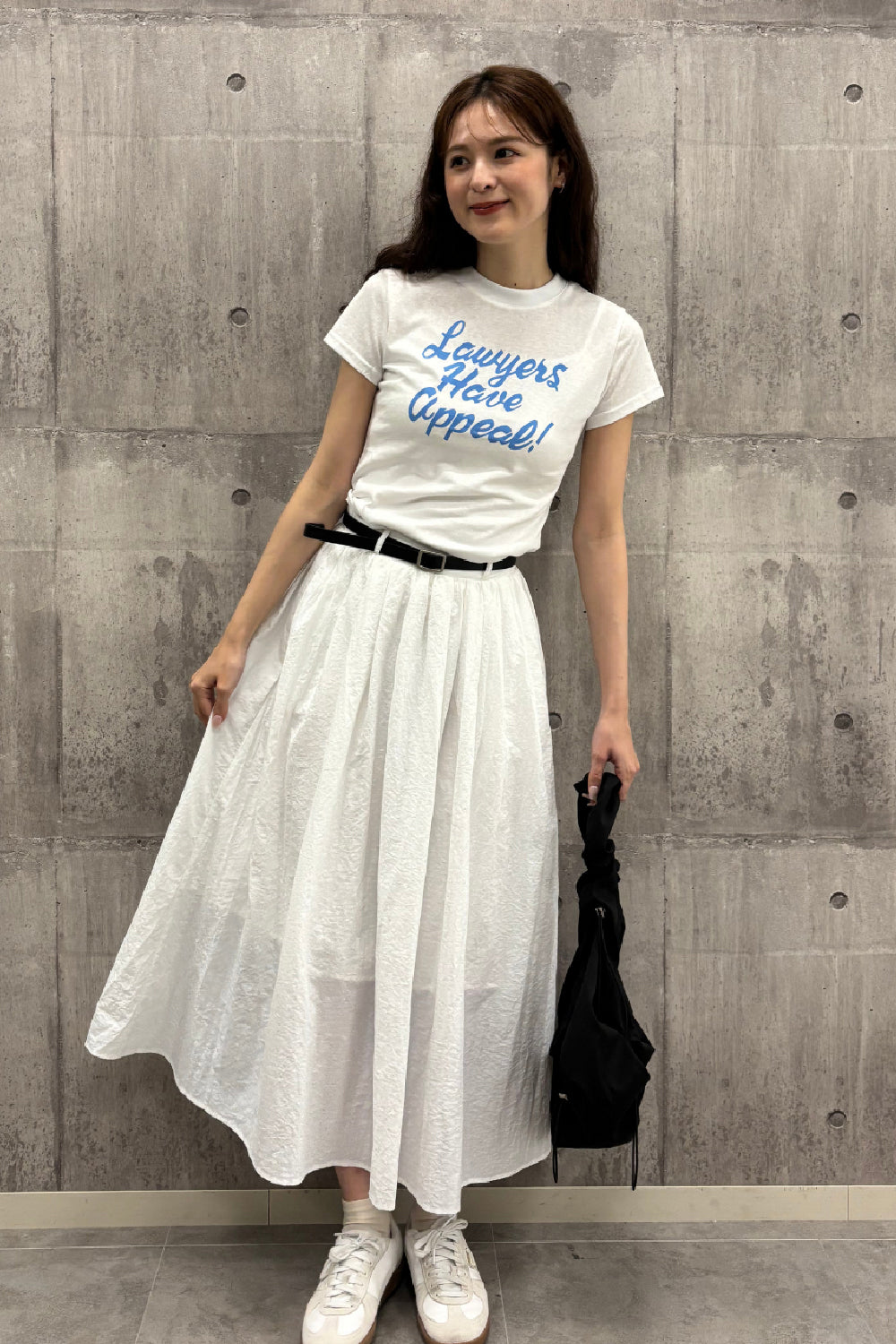 ベルト付きタックロングスカート