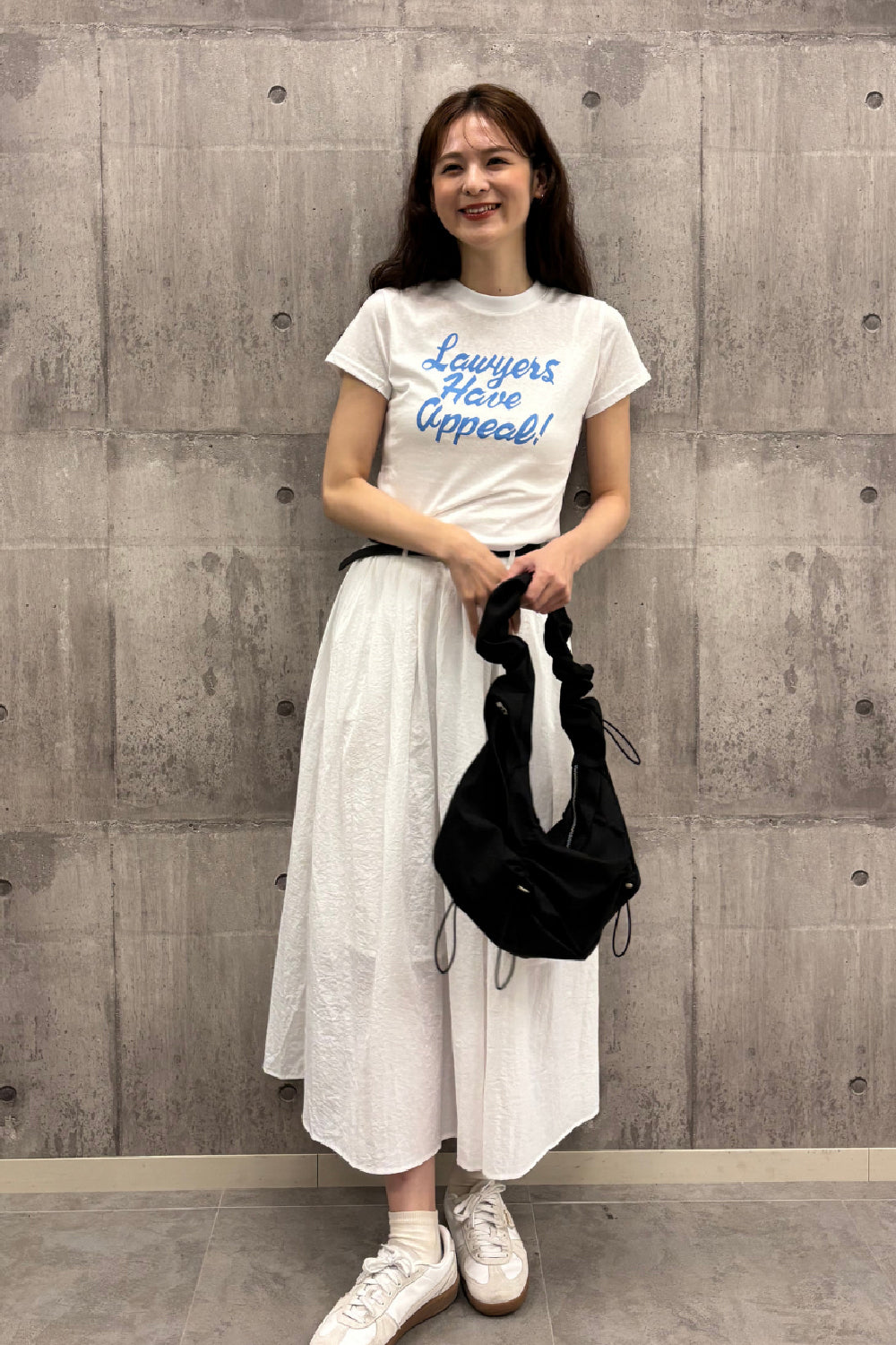 ベルト付きタックロングスカート