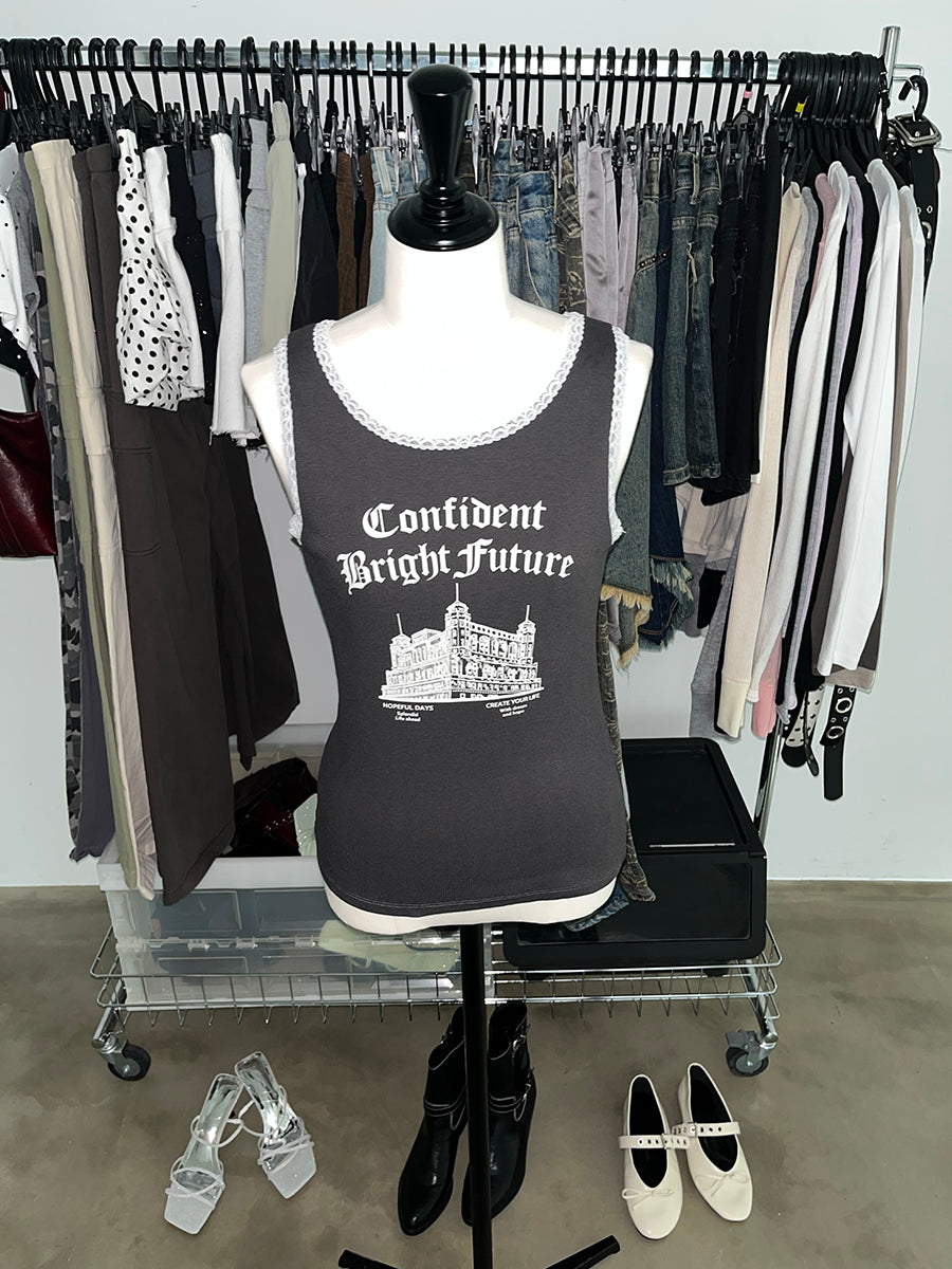 【先行予約商品】グランジロゴレース付きタンクトップ