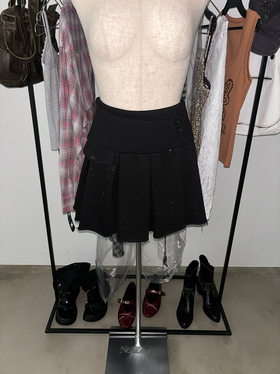 ラメスウェットプリーツミニスカート