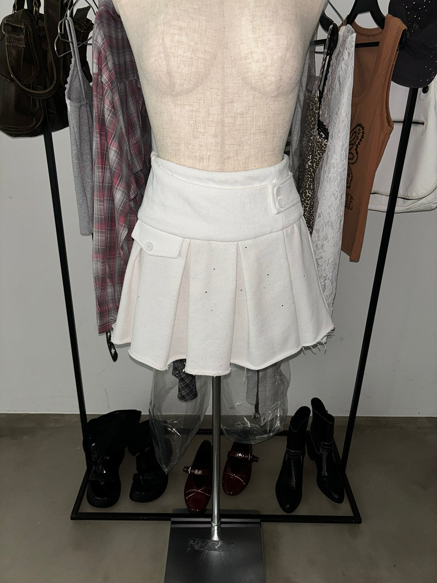 ラメスウェットプリーツミニスカート