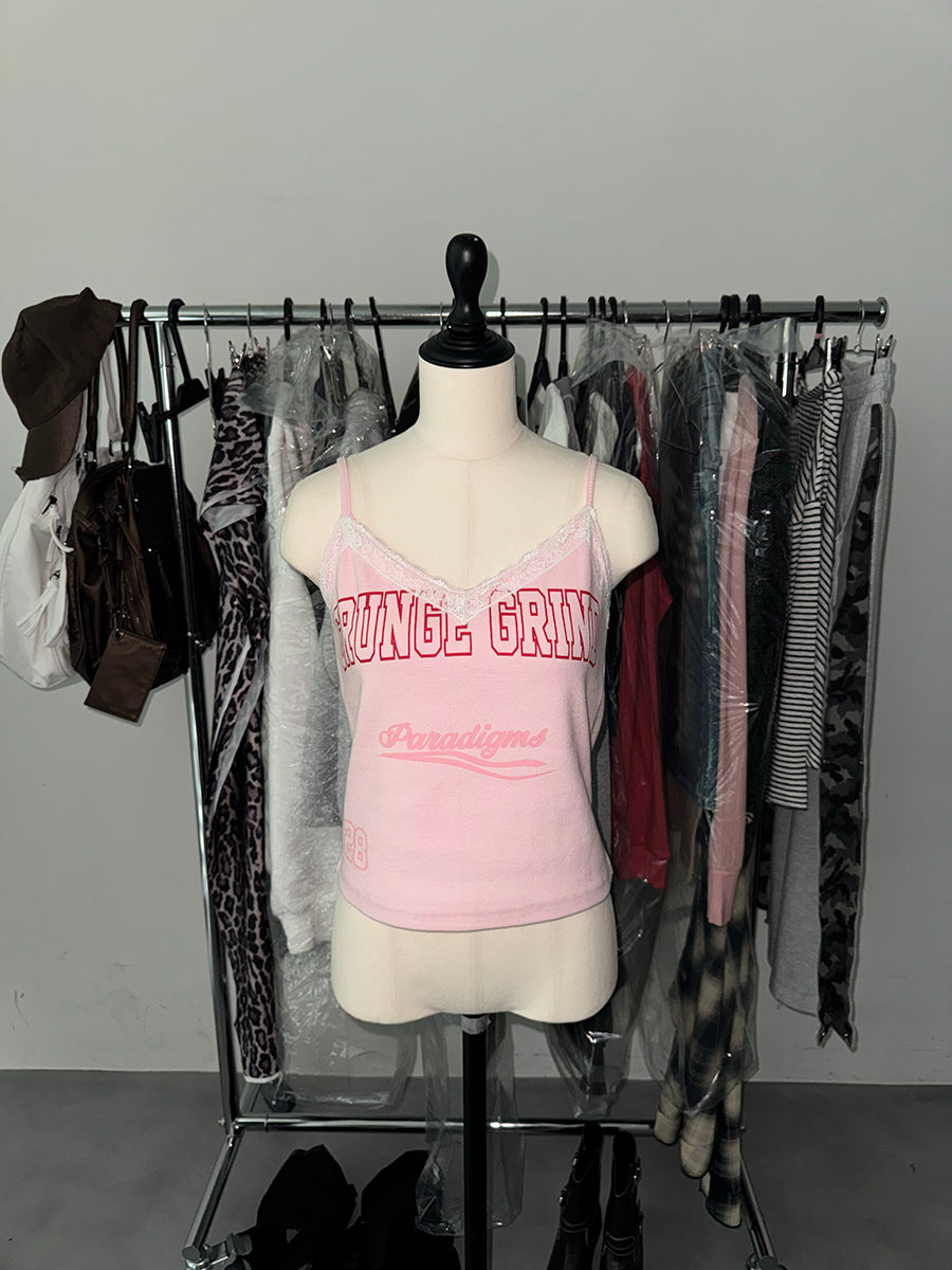 【先行販売商品】グランジロゴレースキャミソールトップス