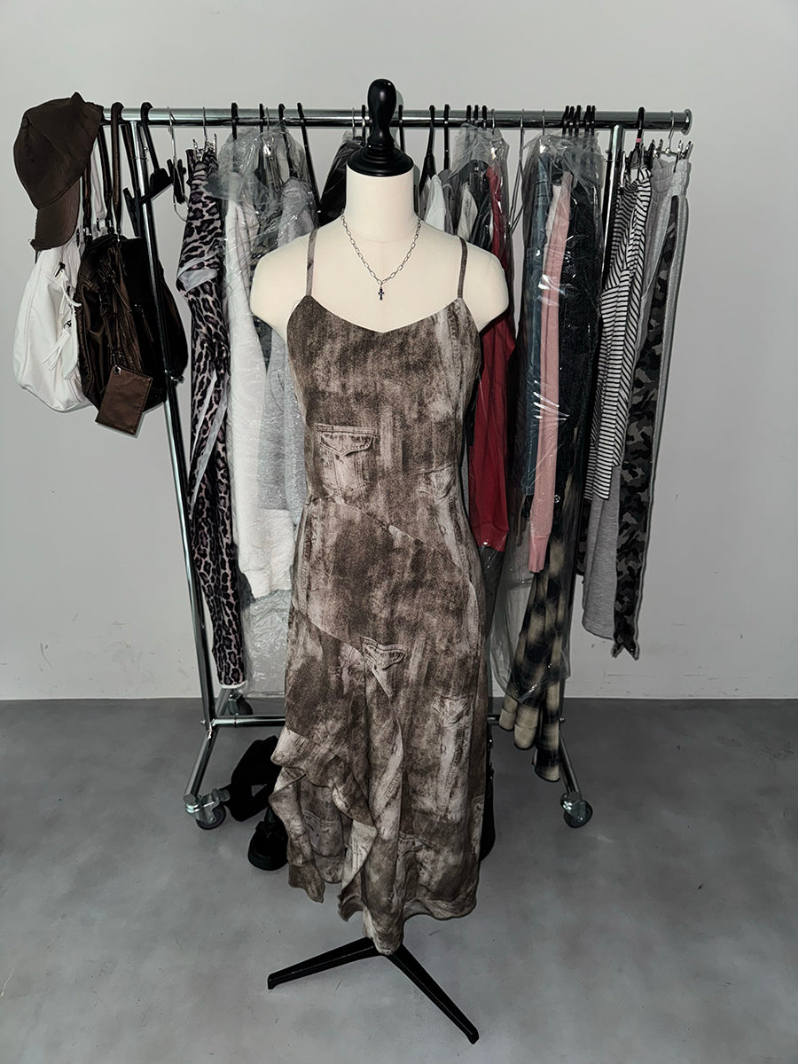 【先行発売商品】ニュアンス柄バッククロスロングワンピース