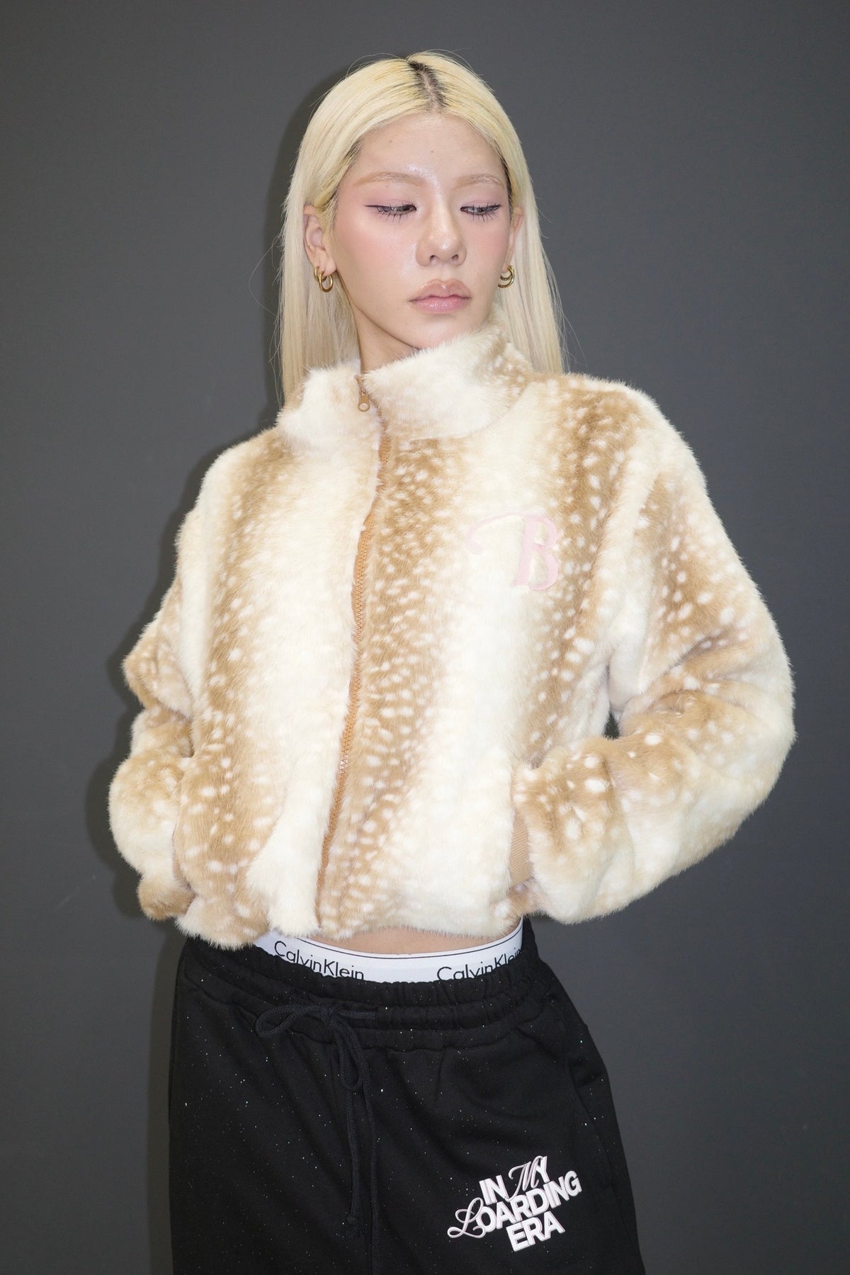 FAUX FUR ANIMAL PATTERN JACKET