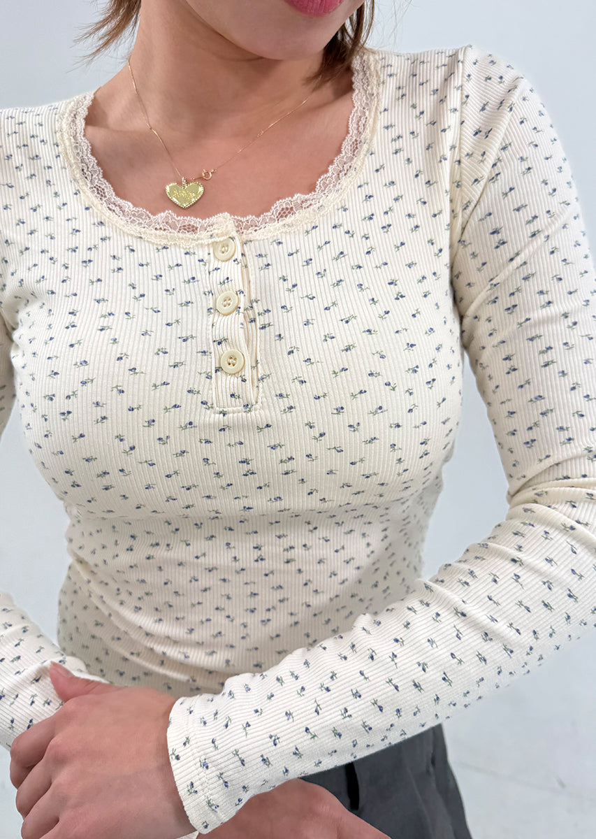 FLOWER PATTERN HENRY NECK PO