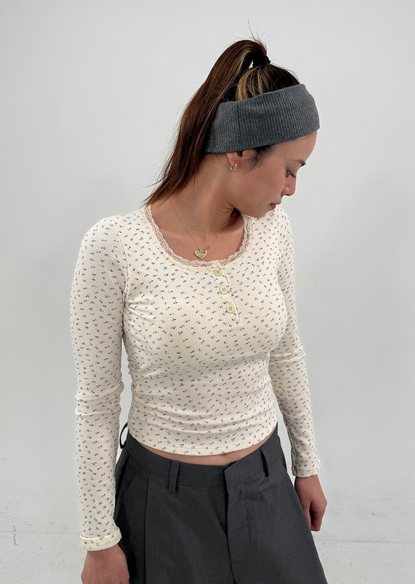 FLOWER PATTERN HENRY NECK PO