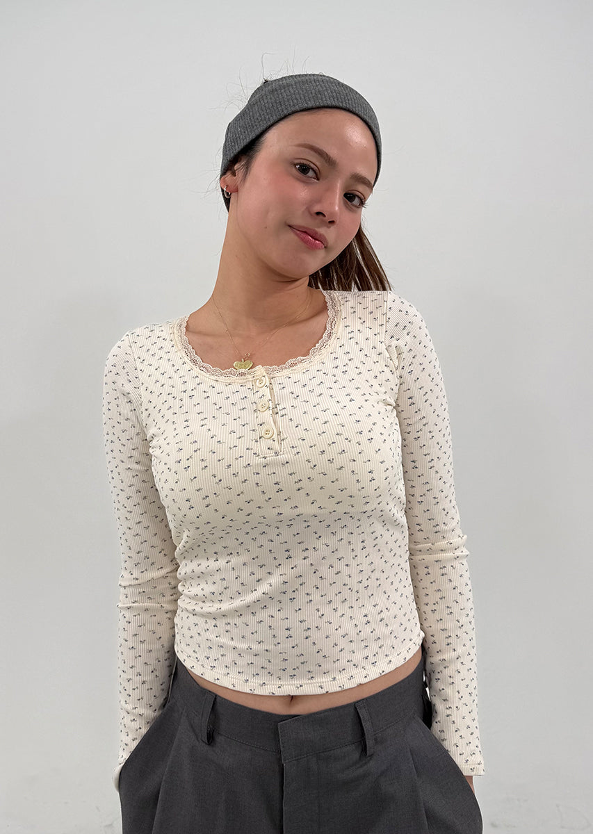 FLOWER PATTERN HENRY NECK PO