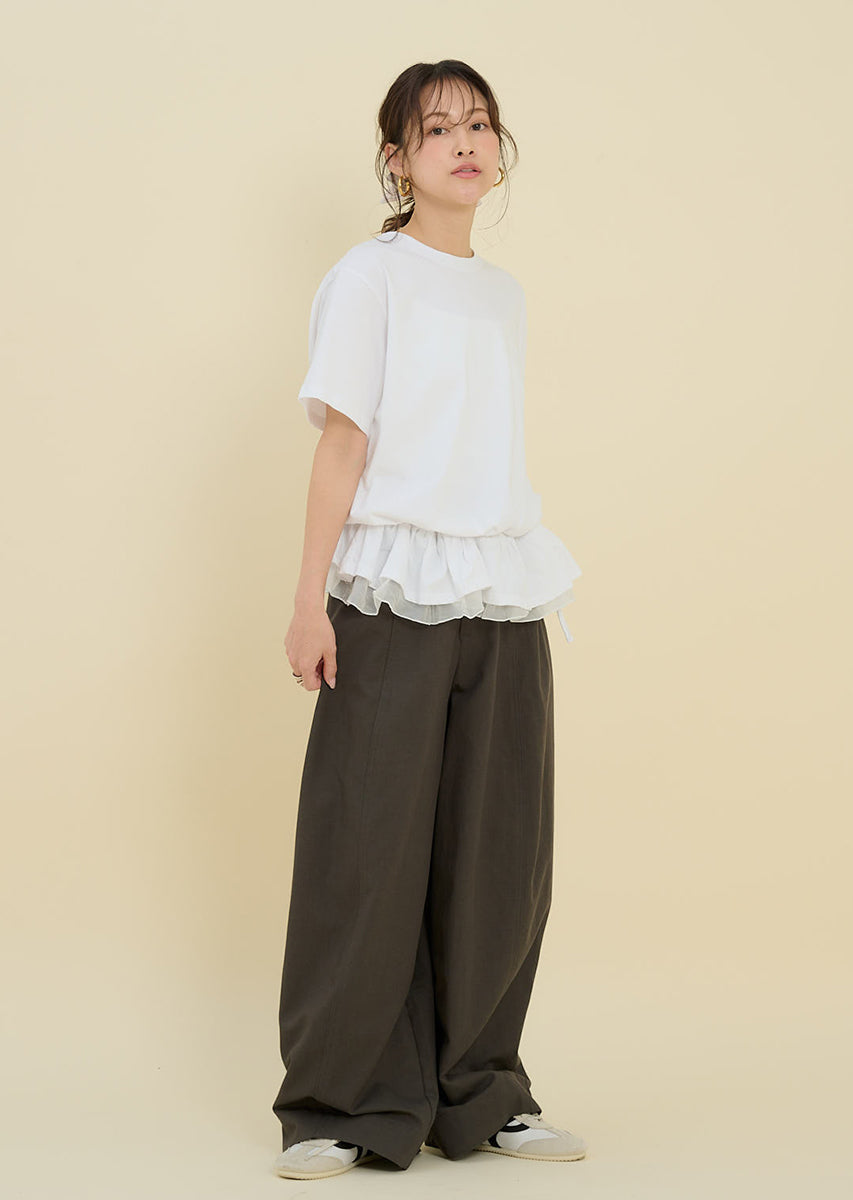 裾フリルリボンTシャツ