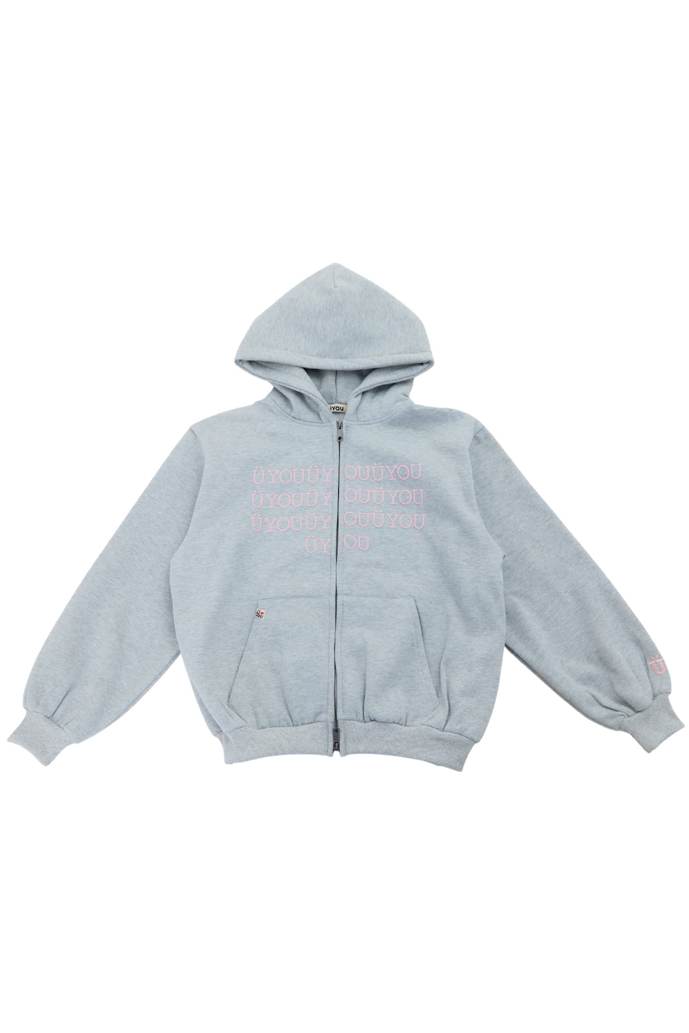 BUBBLE LOGO ZIP HOODIE LIGHT GRAY
