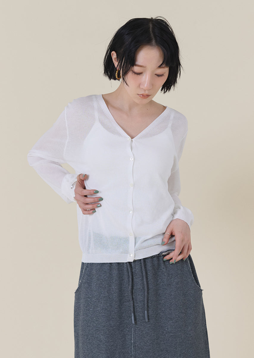 シアーVネックカーディガン