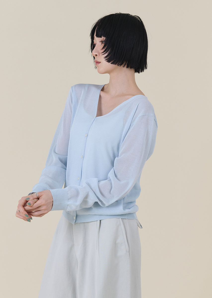 シアーVネックカーディガン