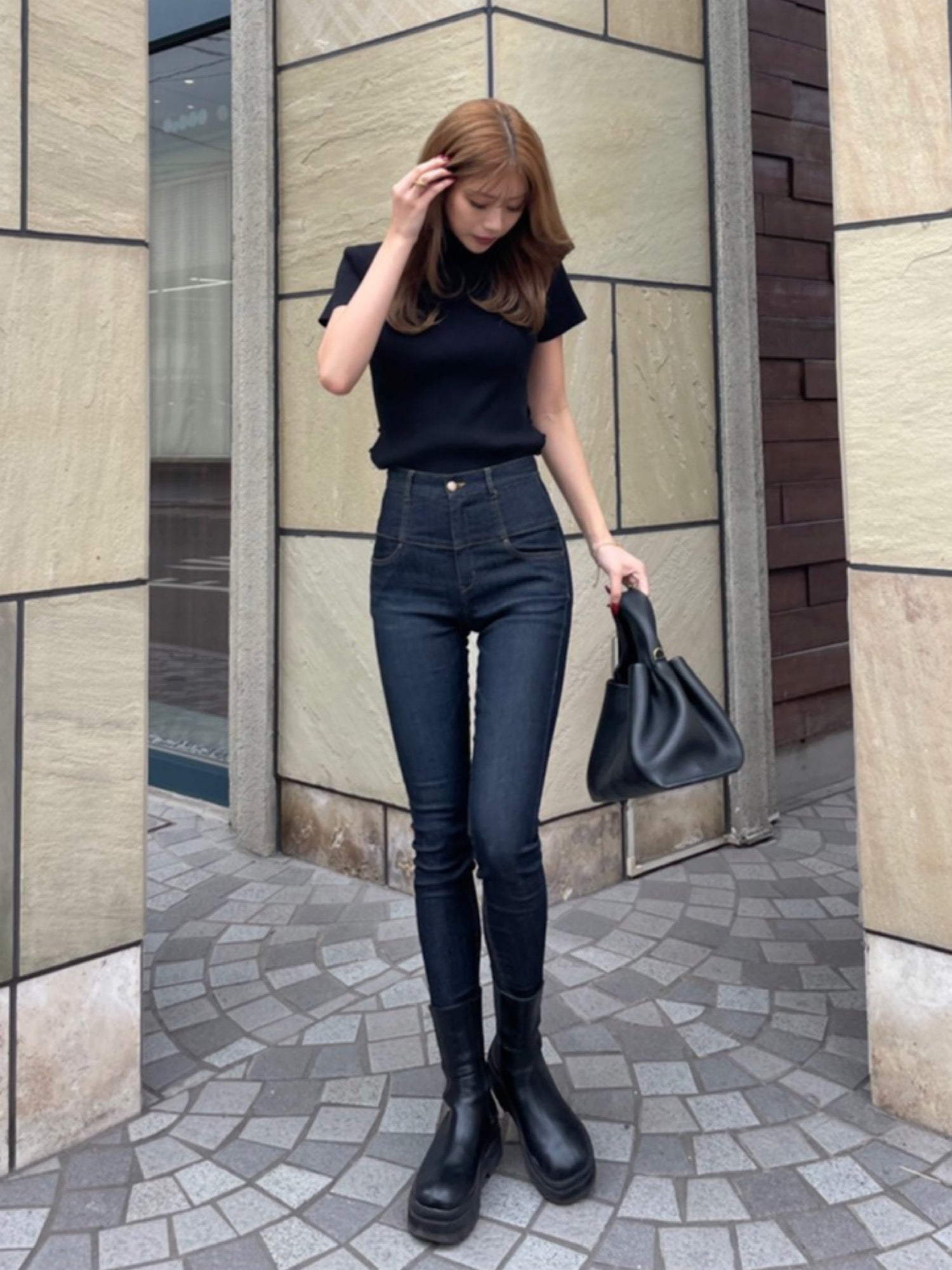 High waist skinny denim