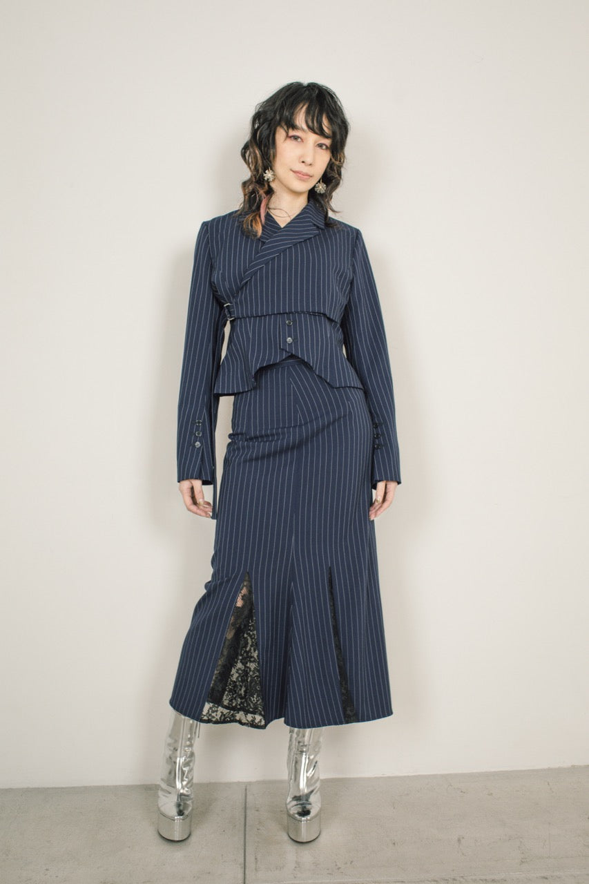 ピンストライプスリットスカート