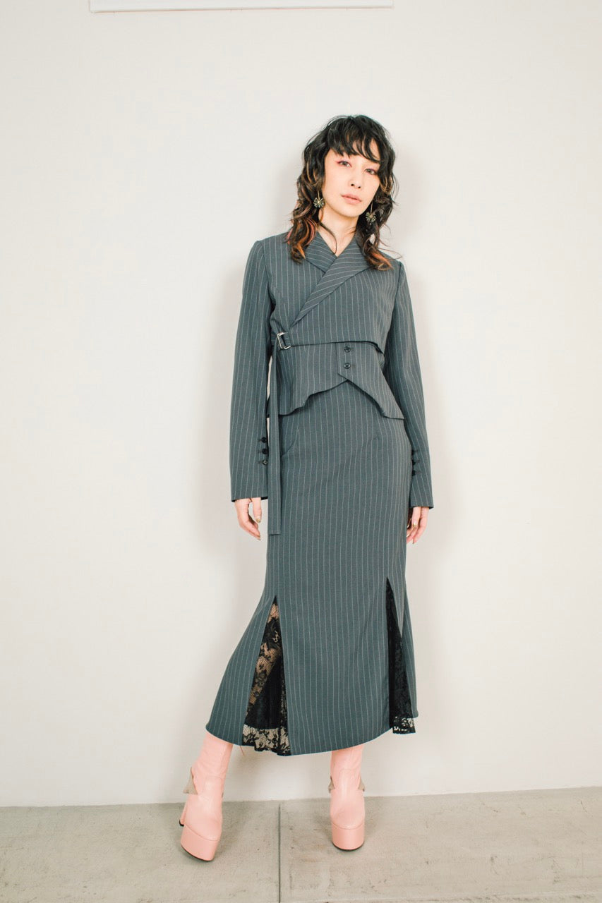 ピンストライプスリットスカート