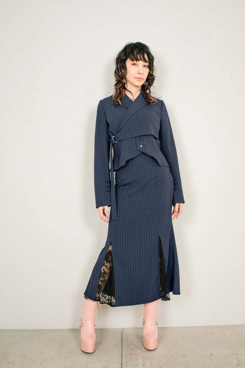 ピンストライプスリットスカート