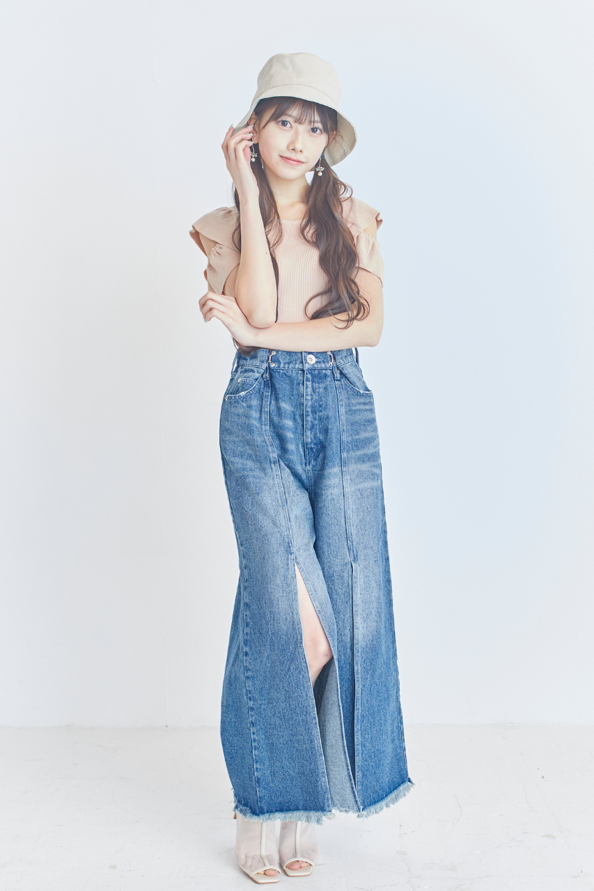 ディープスリットバギーデニム