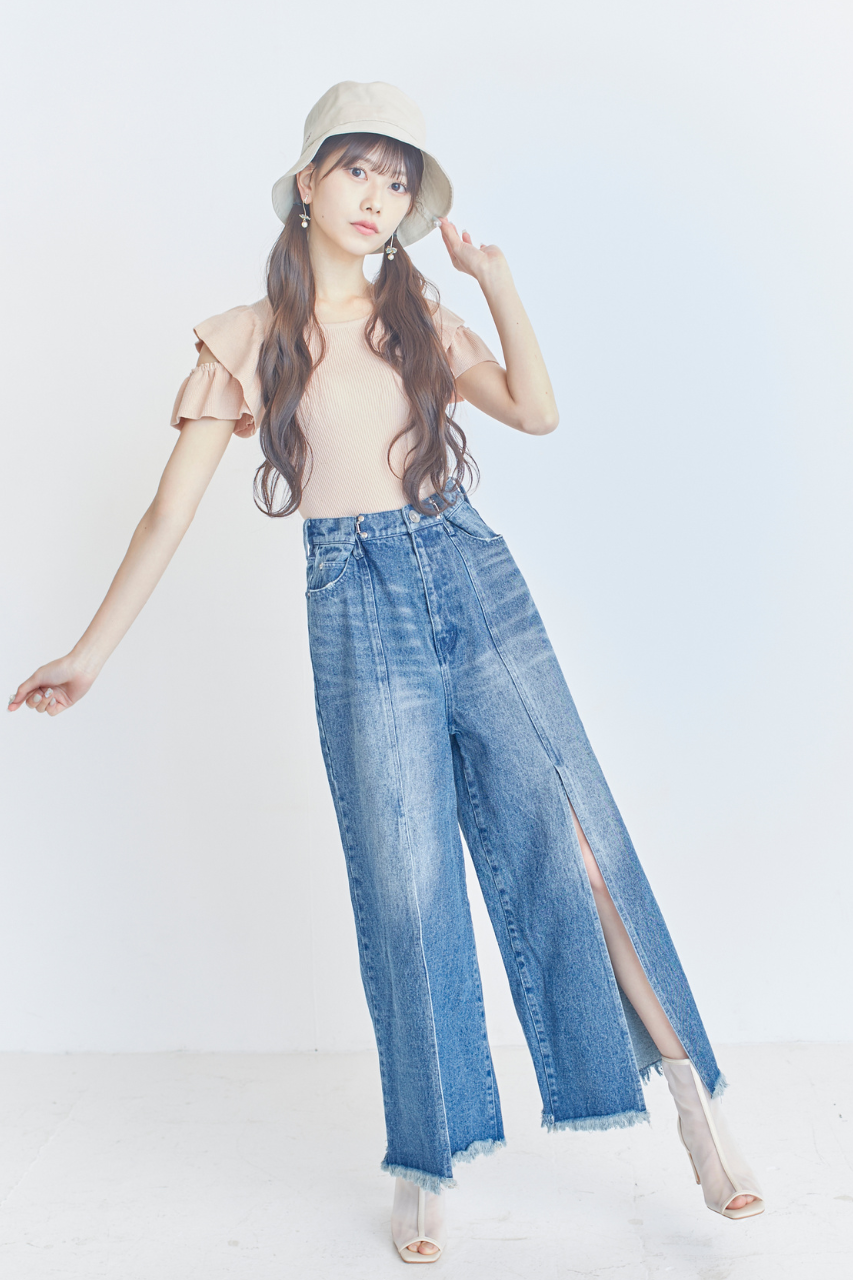 ディープスリットバギーデニム