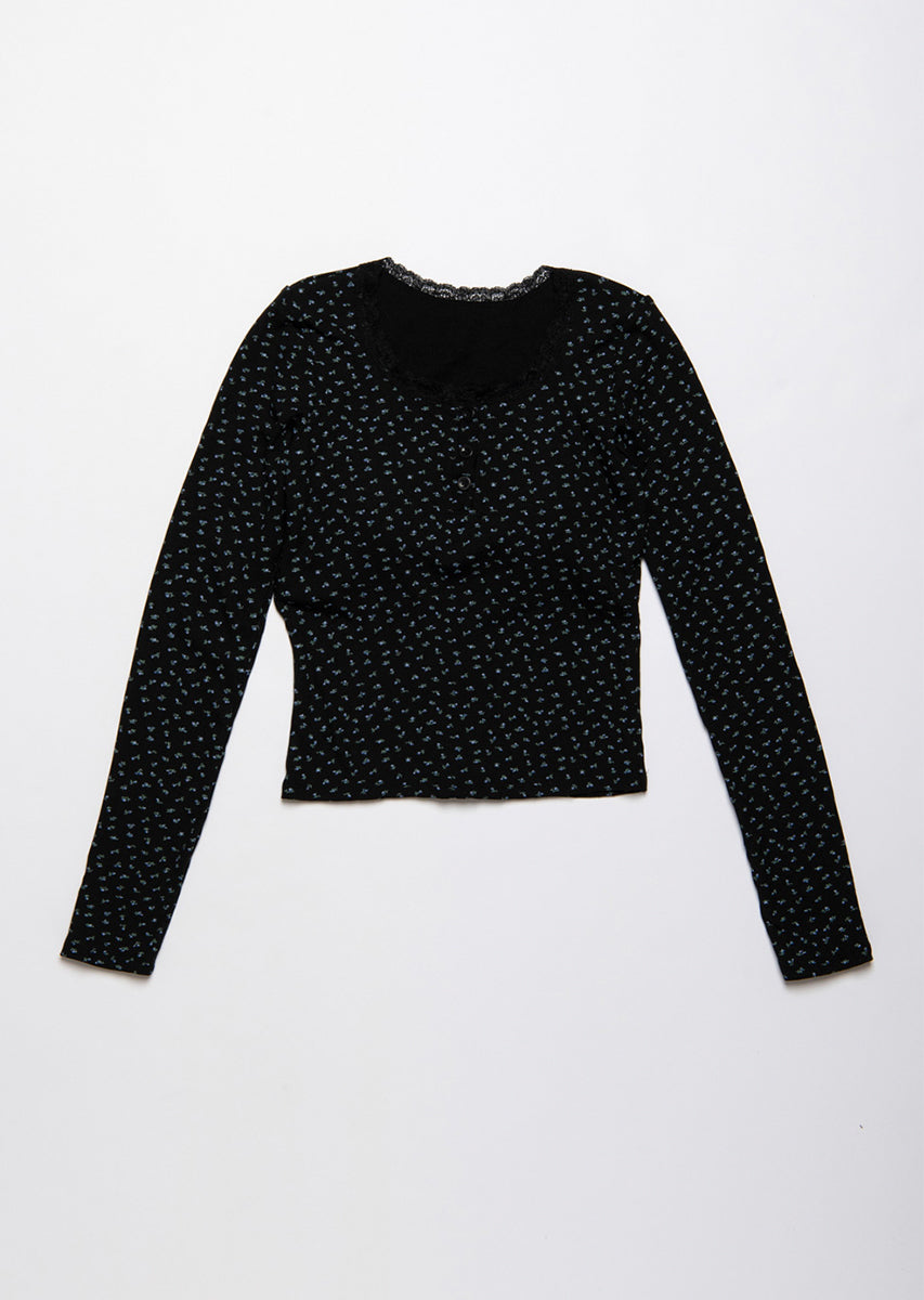 FLOWER PATTERN HENRY NECK PO