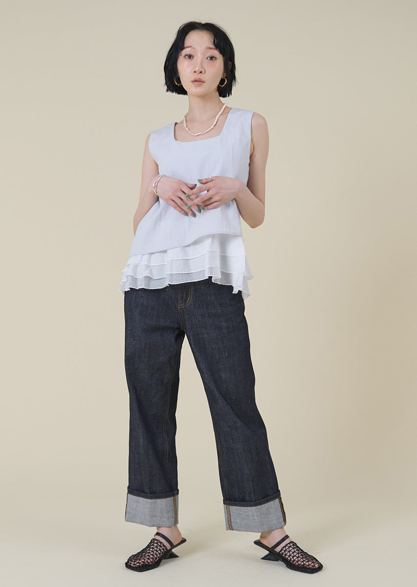 ロールアップストレートデニム