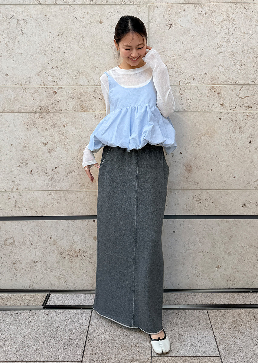 ウエストデザインスウェットロングスカート