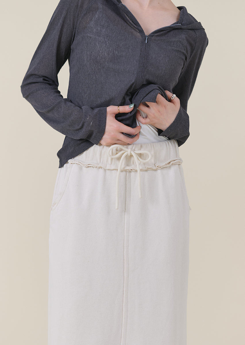 ウエストデザインスウェットロングスカート