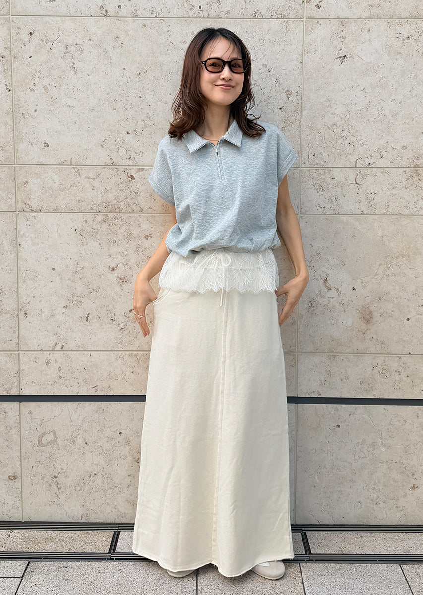 ウエストデザインスウェットロングスカート