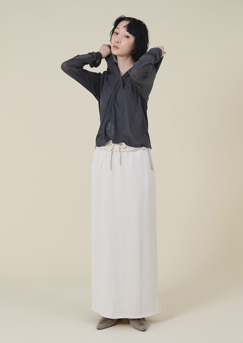 ウエストデザインスウェットロングスカート