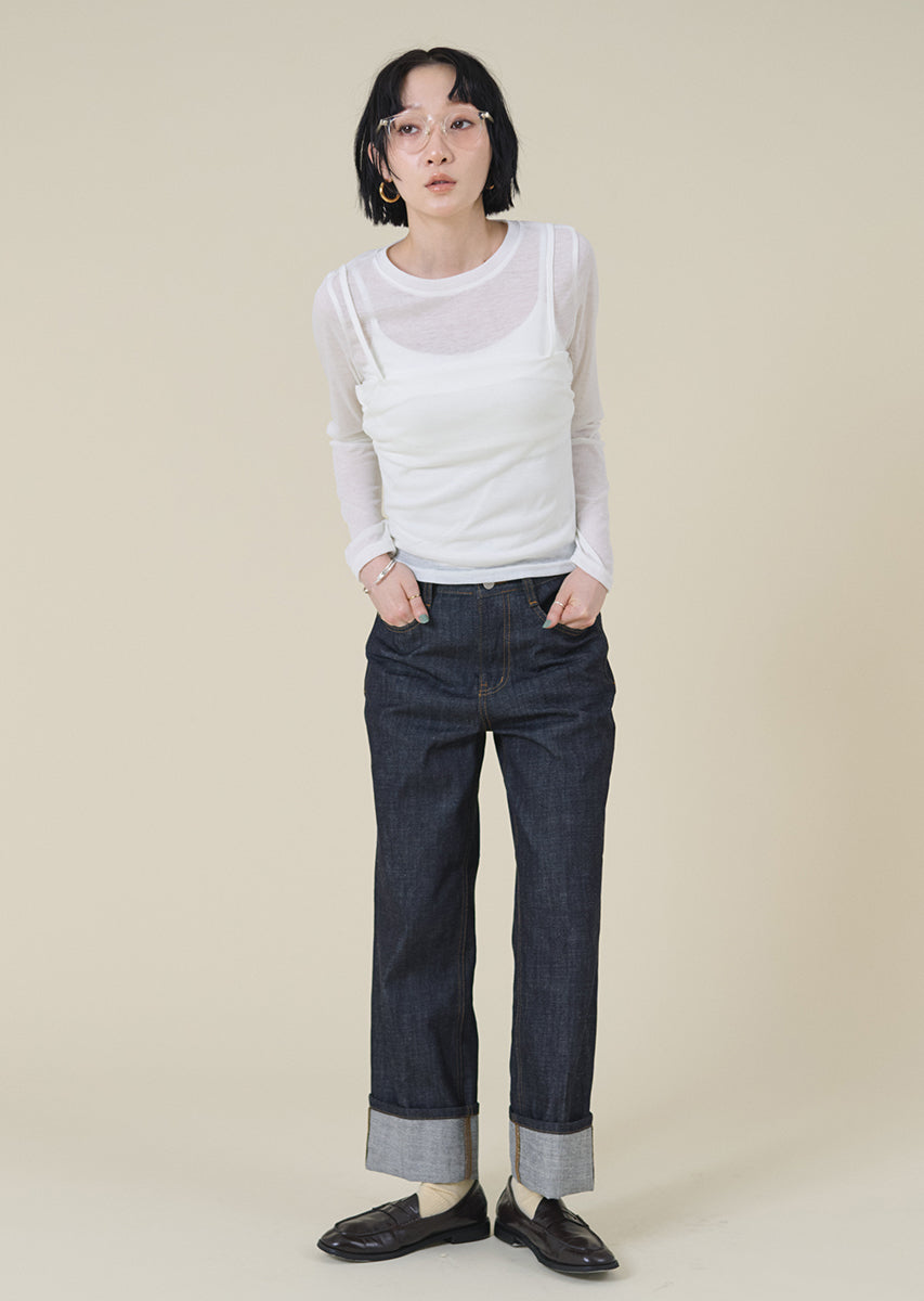 ロールアップストレートデニム