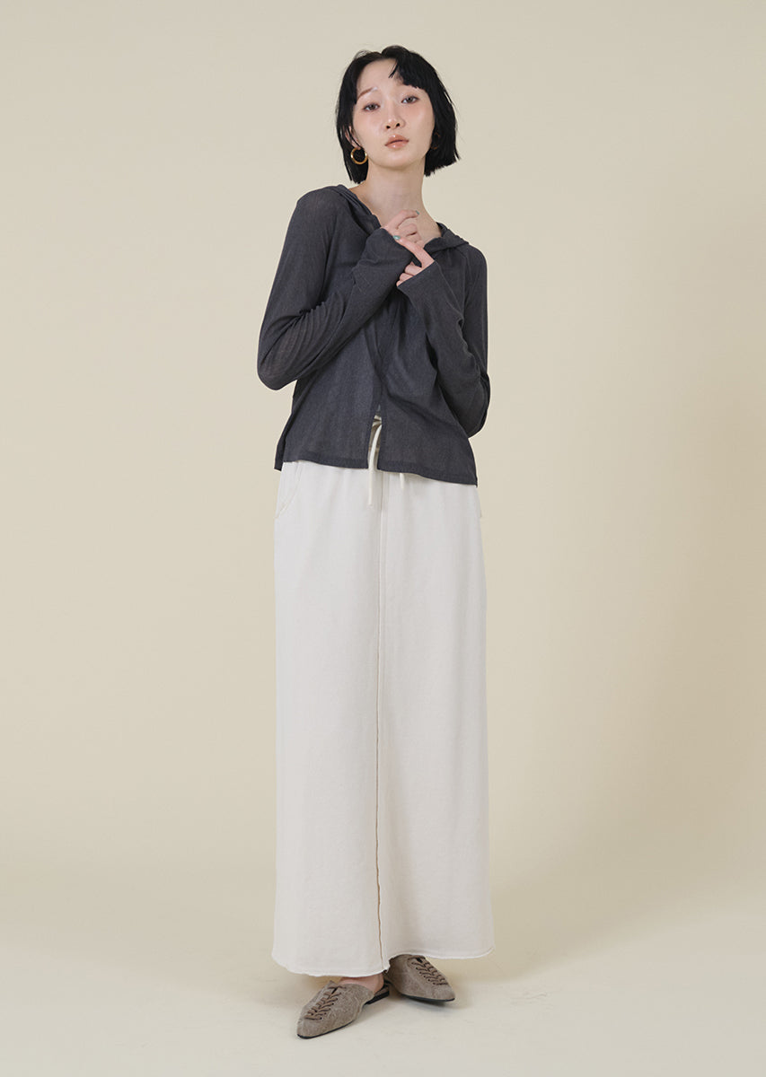 ウエストデザインスウェットロングスカート