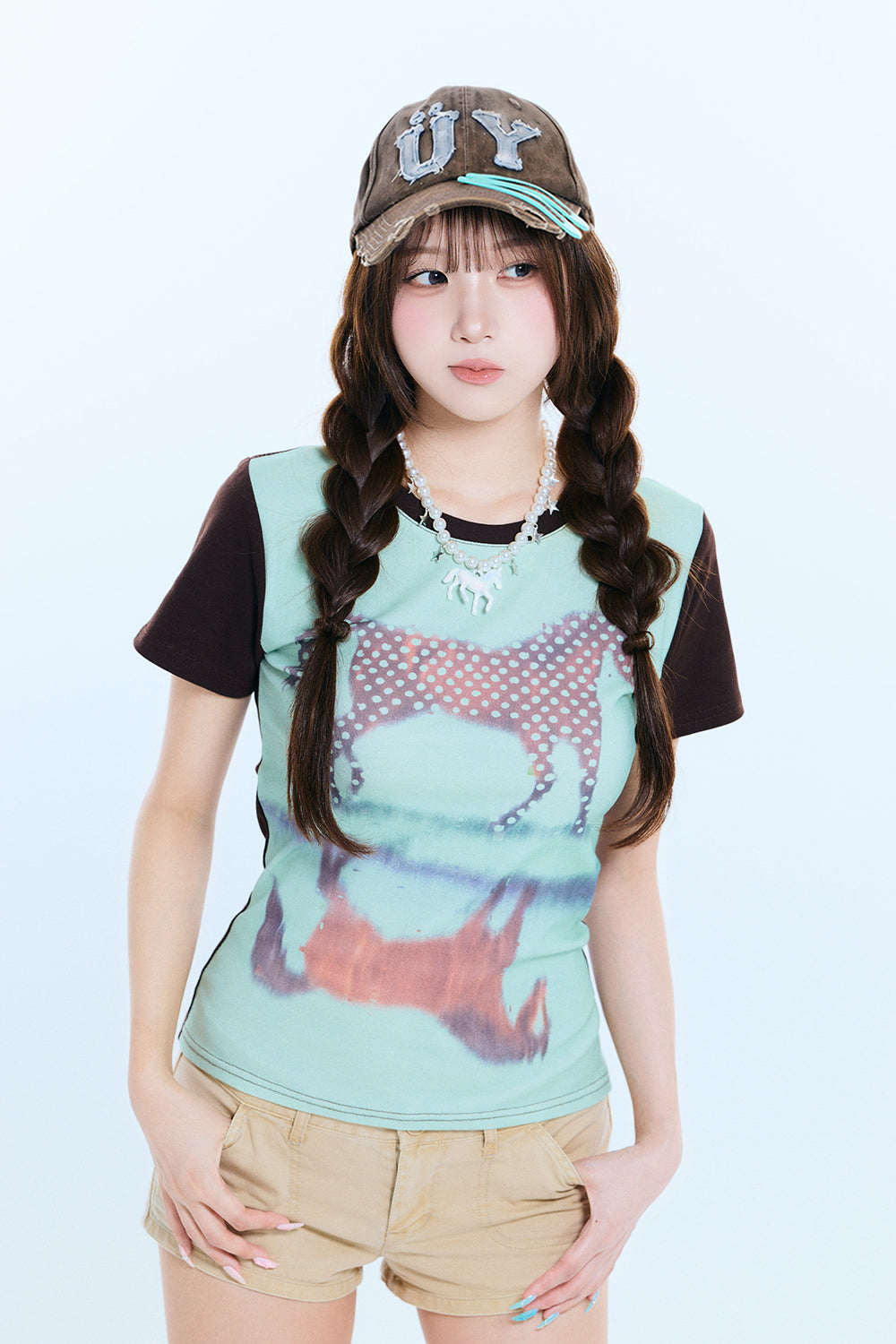 Pin set Patchwork cap (BROWN)