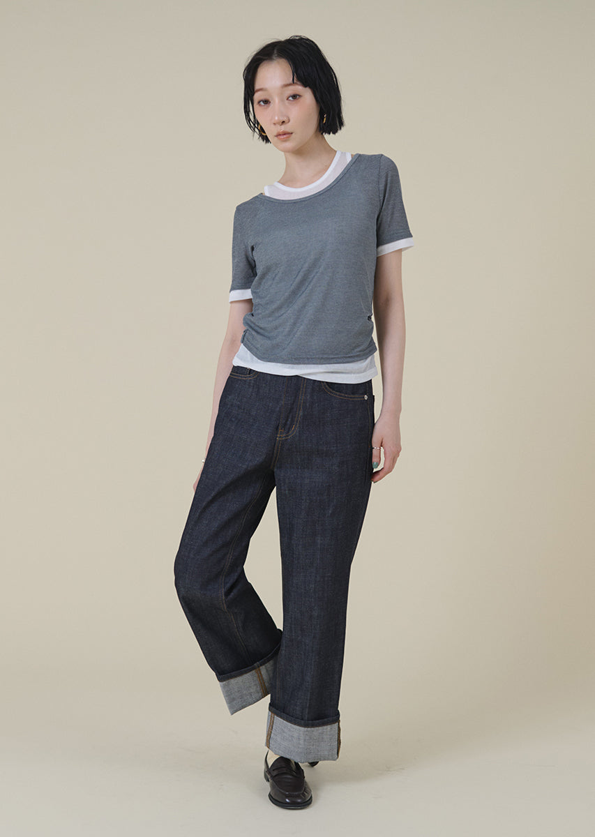 ロールアップストレートデニム