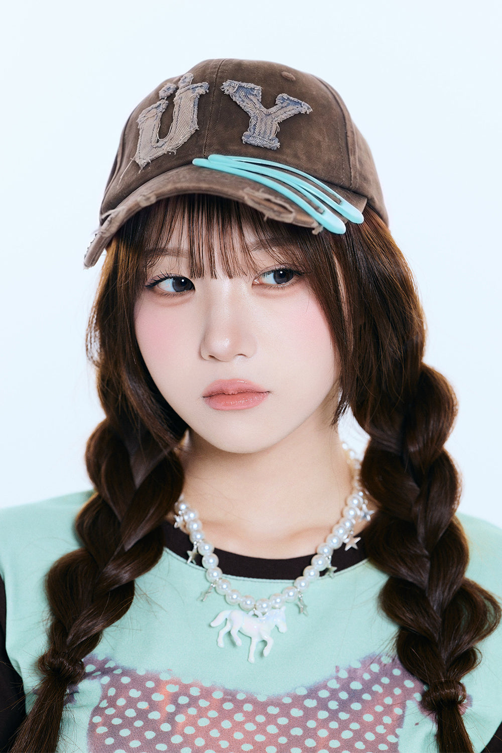 Pin set Patchwork cap＋pouch (BROWN)