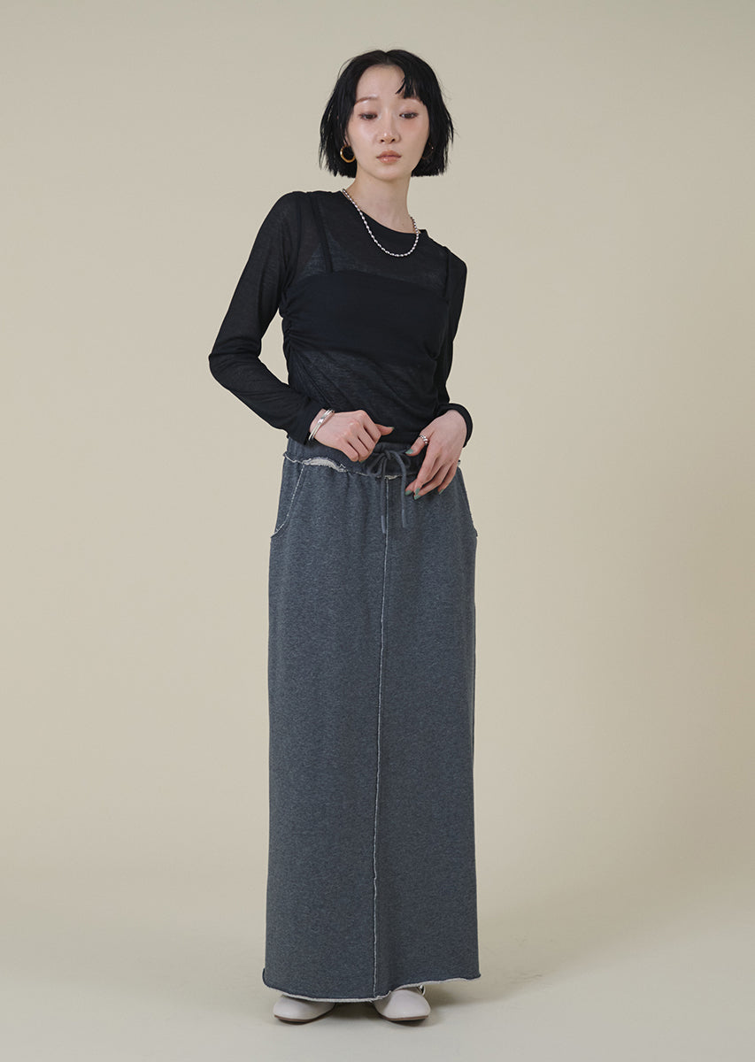 ウエストデザインスウェットロングスカート