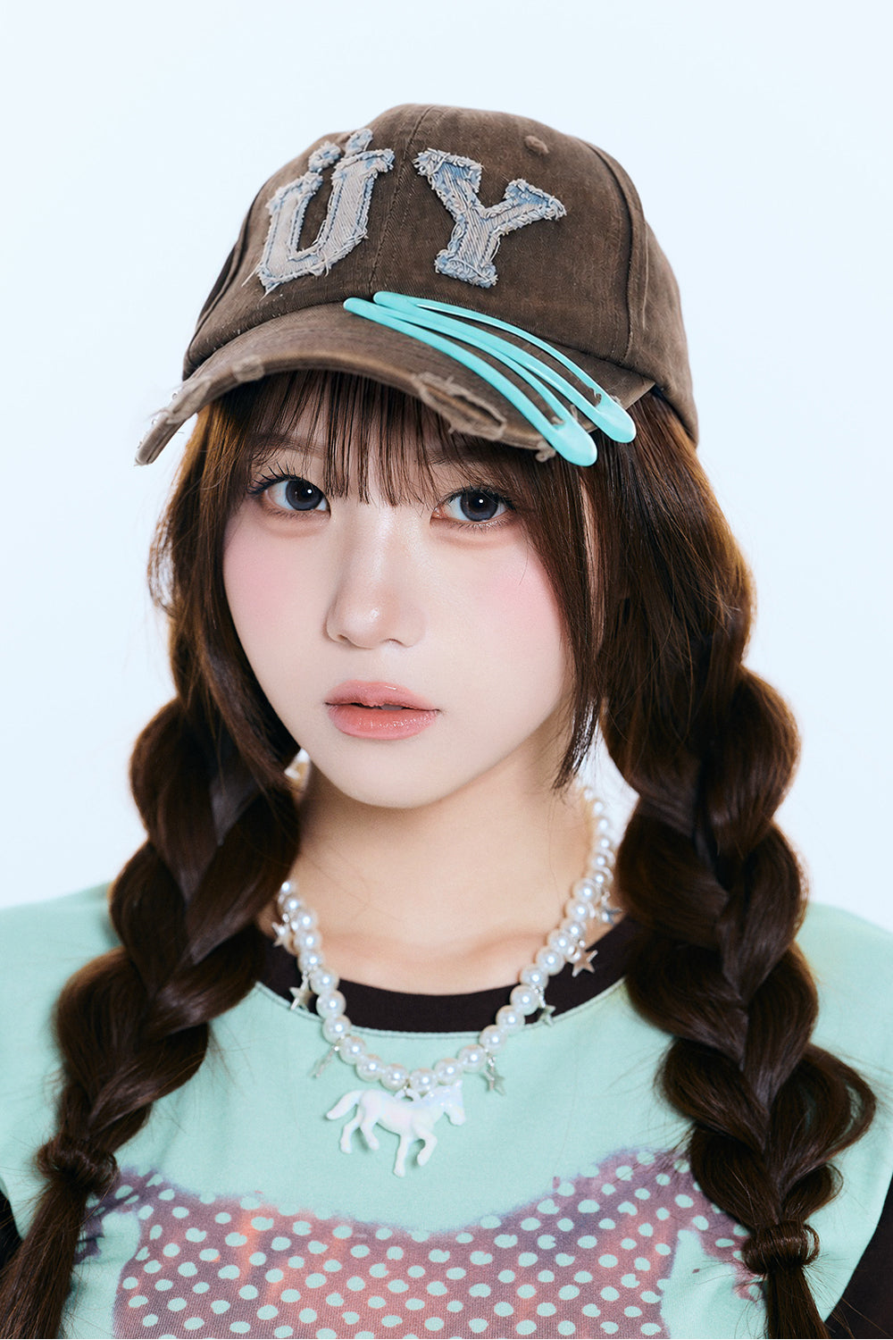 Pin set Patchwork cap＋pouch (BROWN)