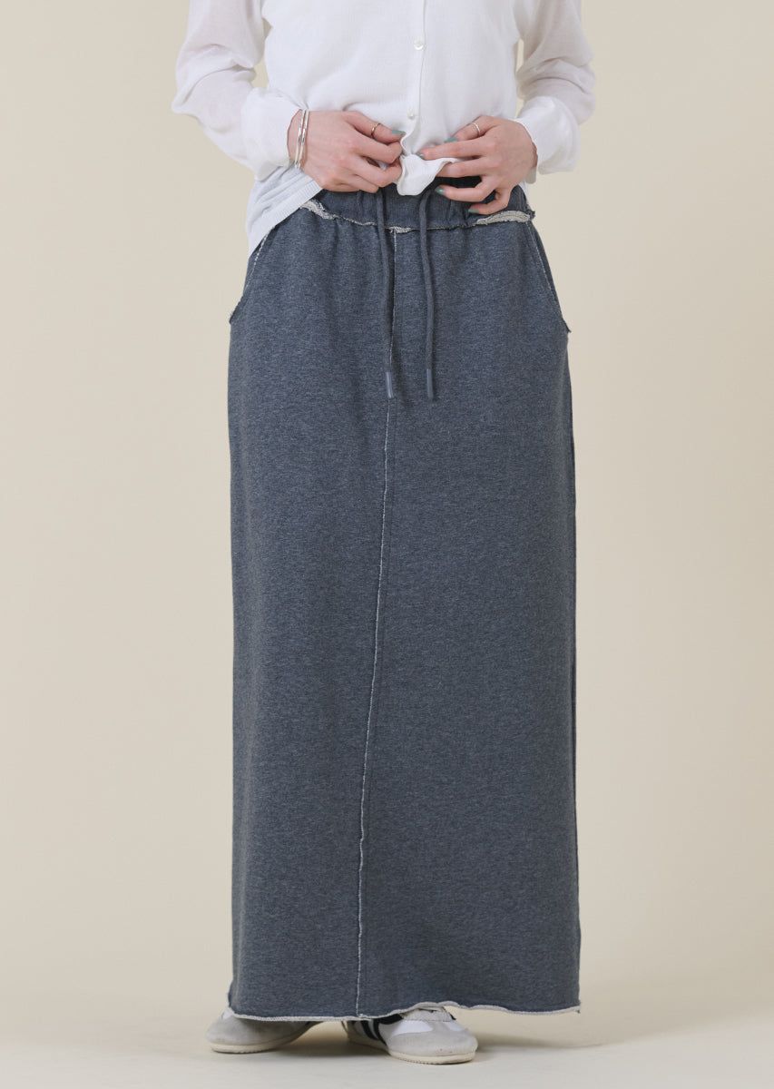 ウエストデザインスウェットロングスカート