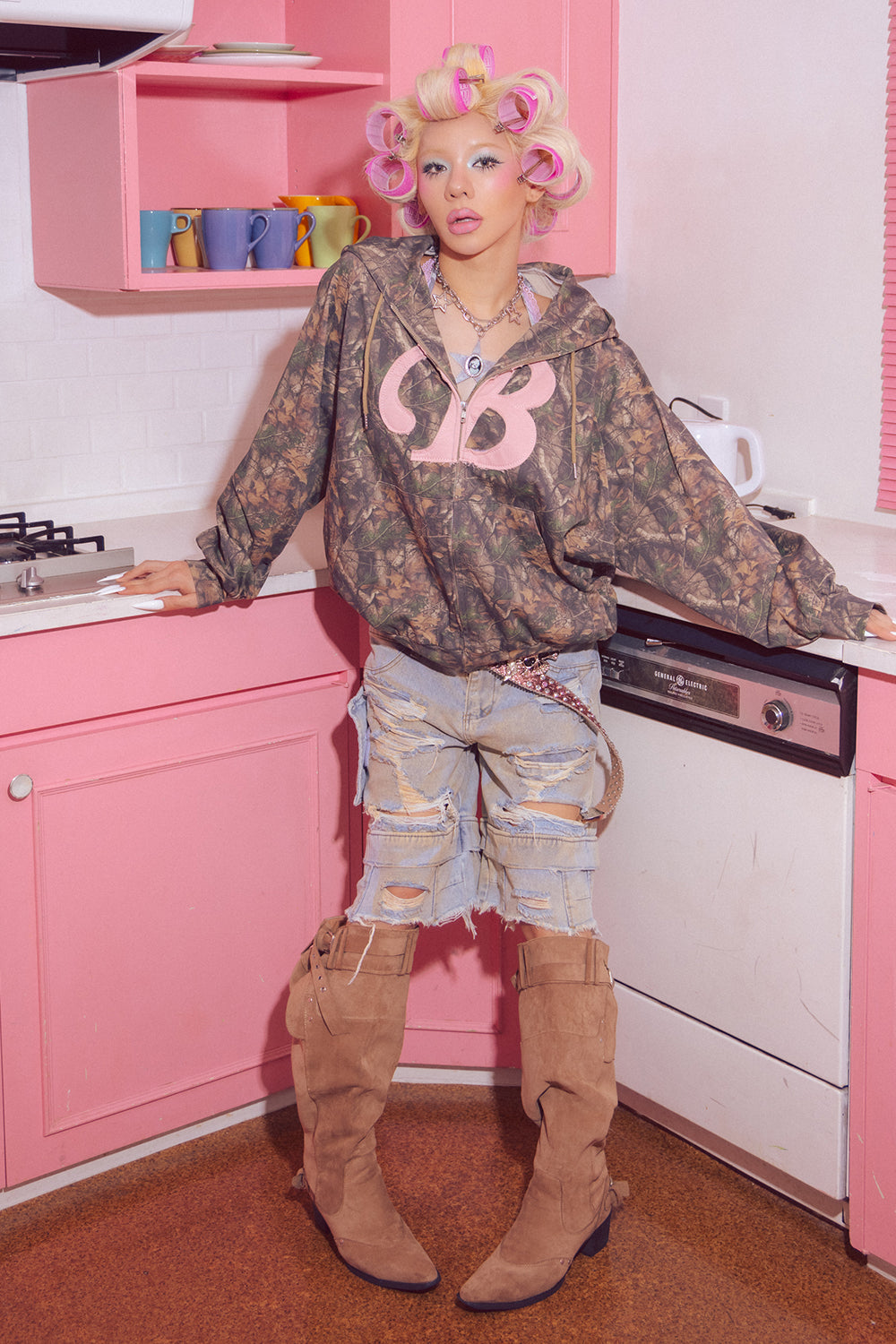 B ICON REAL CAMO ZIP HOODIE