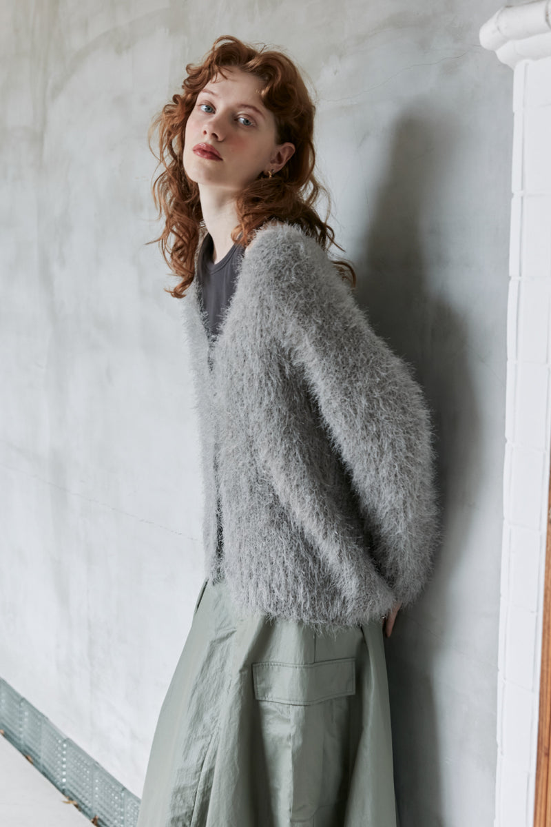 shaggy knit cardigan