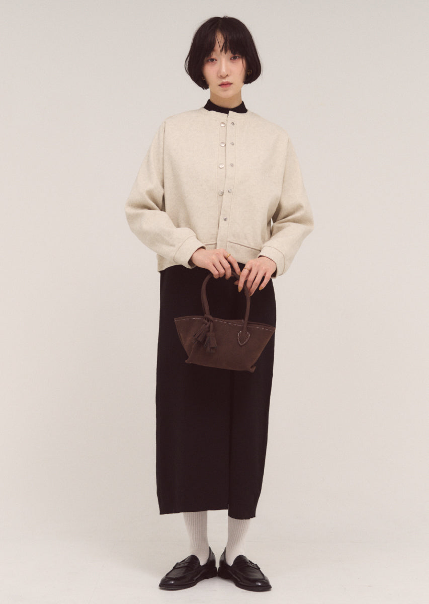 スタンドネックロングワンピース