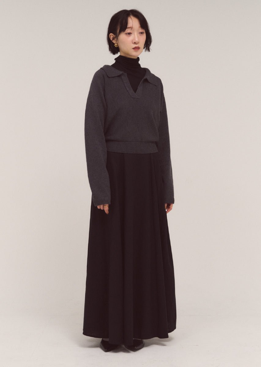 オープンカラーニット