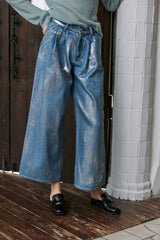 foil cover(箔) denim buggy pants