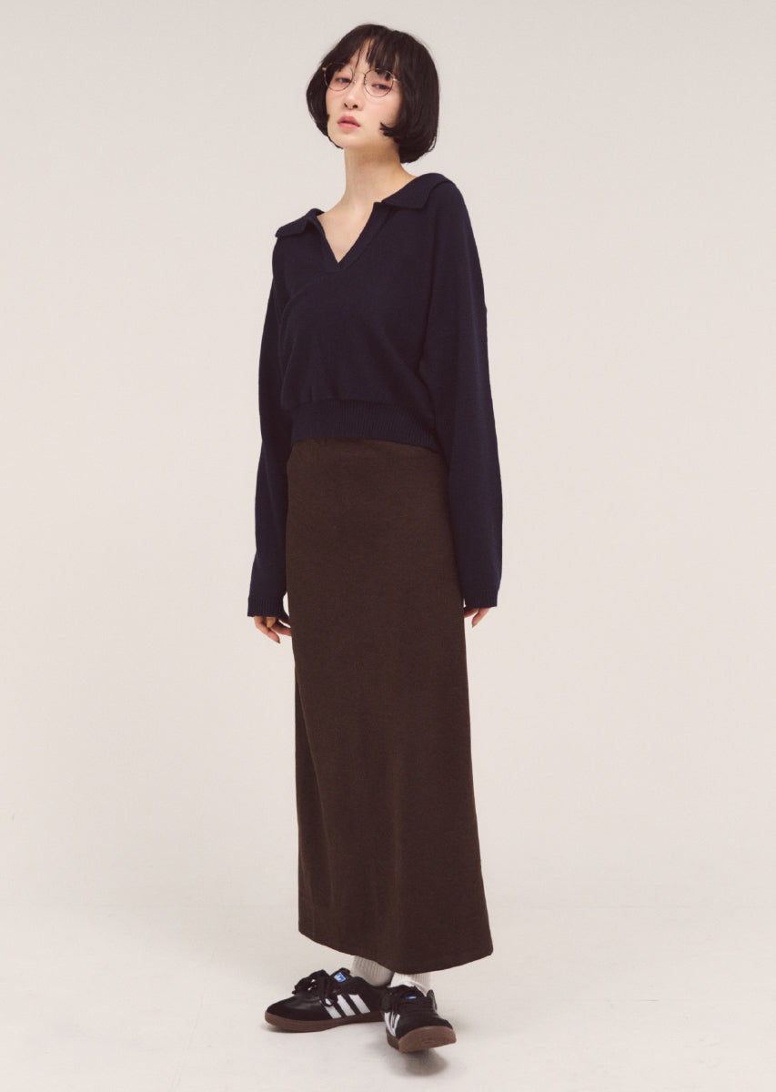 オープンカラーニット