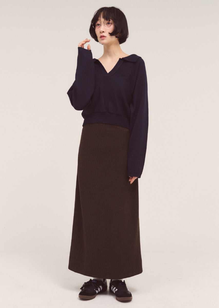 オープンカラーニット