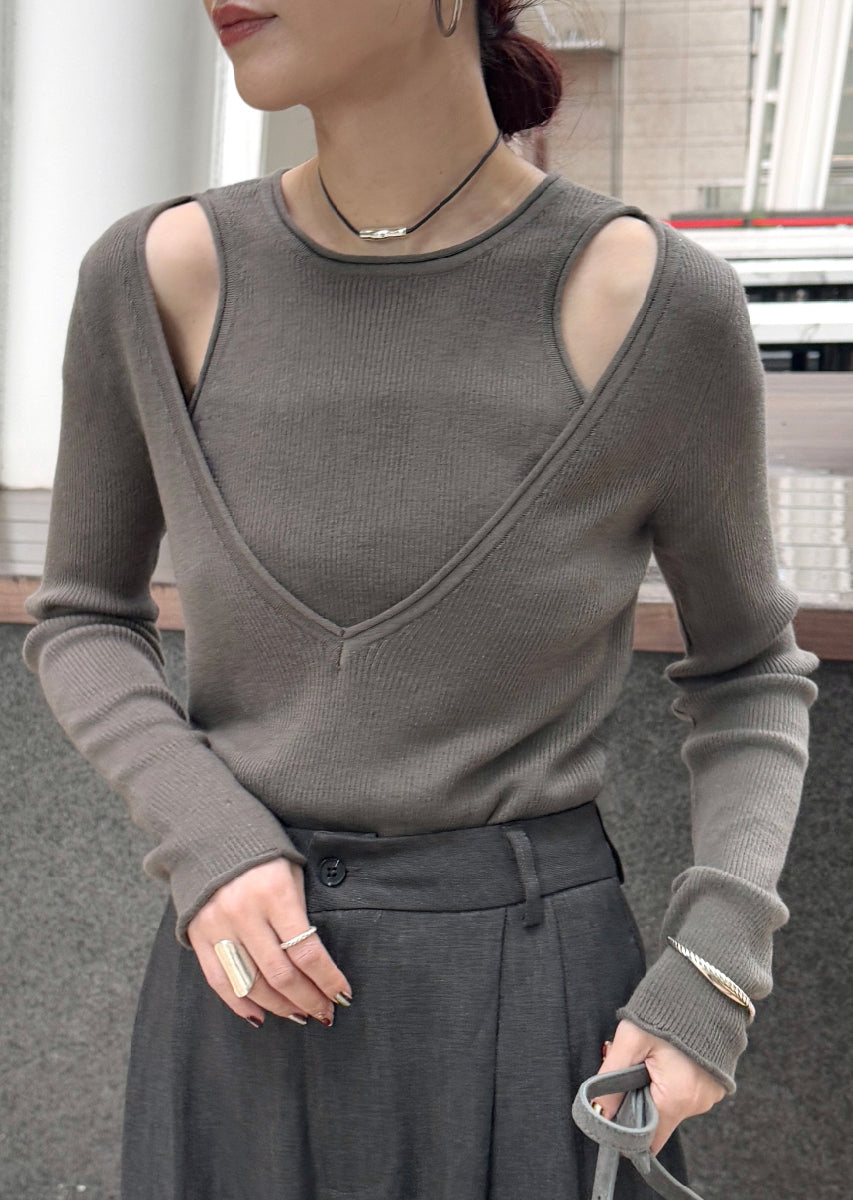 SELECT by CREAM　レイヤードリブニット