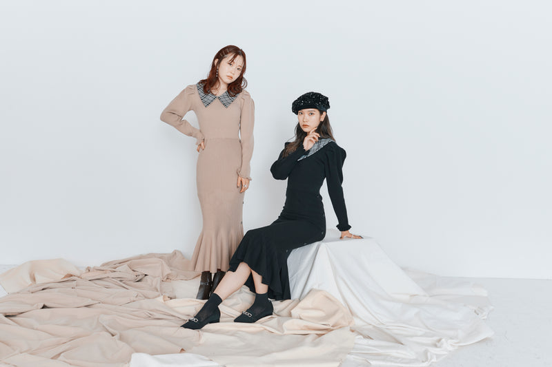 mayu&yu-ki produce「Check collar knit onepiece」